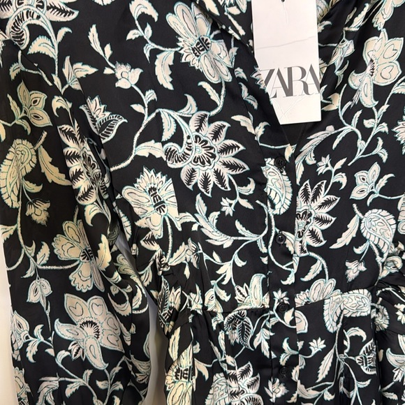 Zara Dress Navy with White Floral Design small - Picture 4 of 7